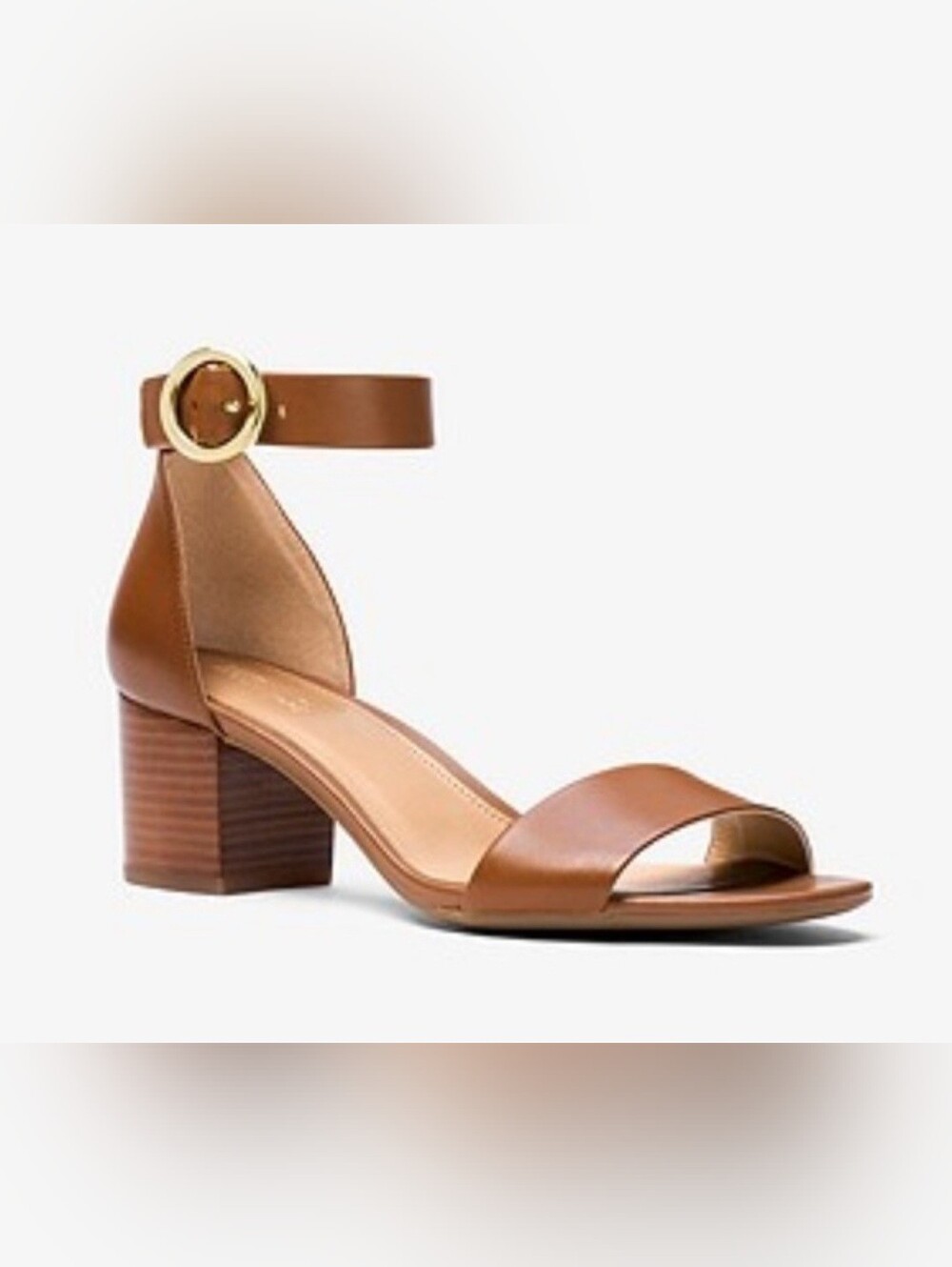 MICHAEL Michael Kors Leather Cognac Block Heel with Ankle Strap Sandals size 8.5